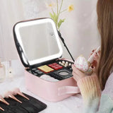 Lighted Cosmetic Mirror Case Storage Bag